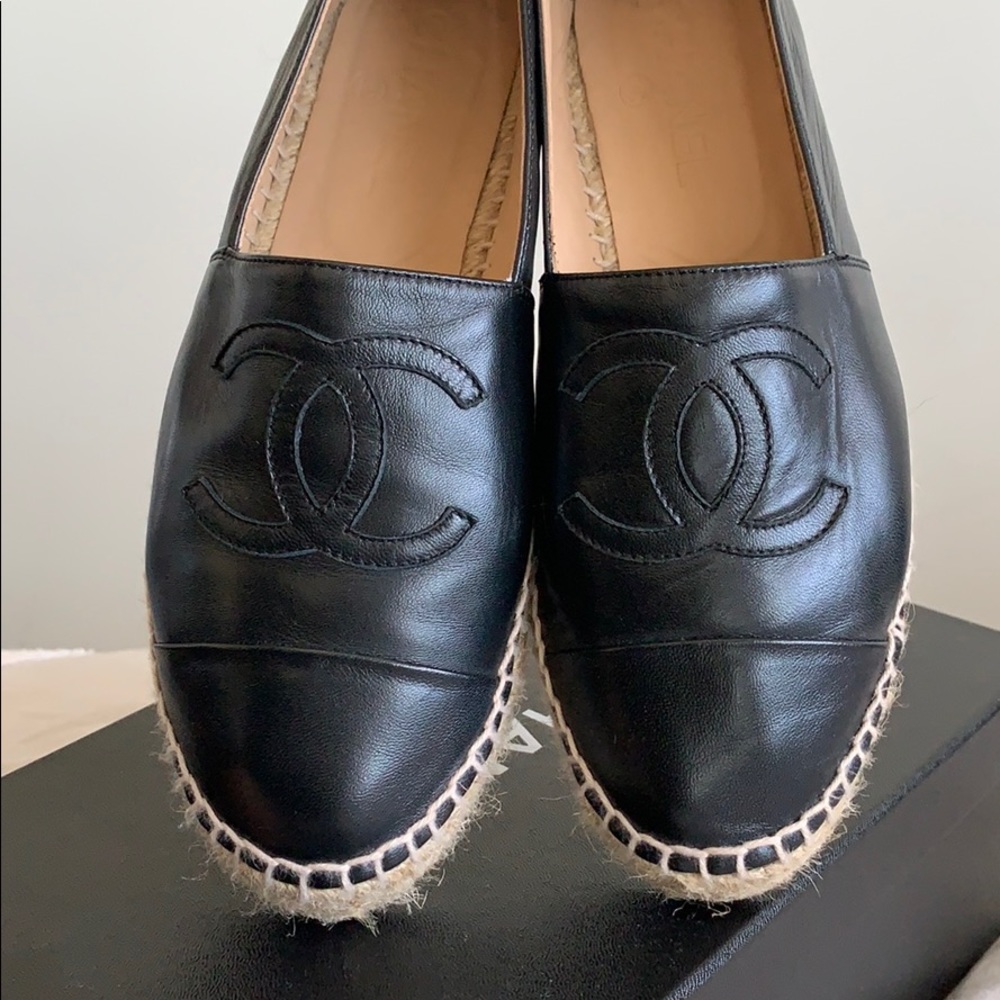 Black Lambskin Chanel Espadrilles